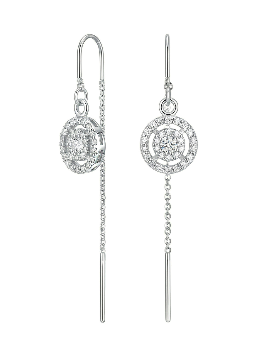 Серьги протяжки серебряные 925 с фианитами 