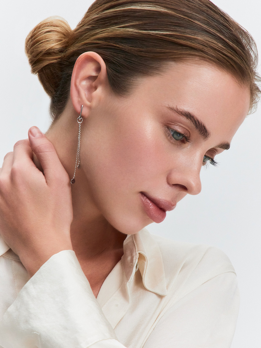 Серьги длинные серебряные 925 с монетками