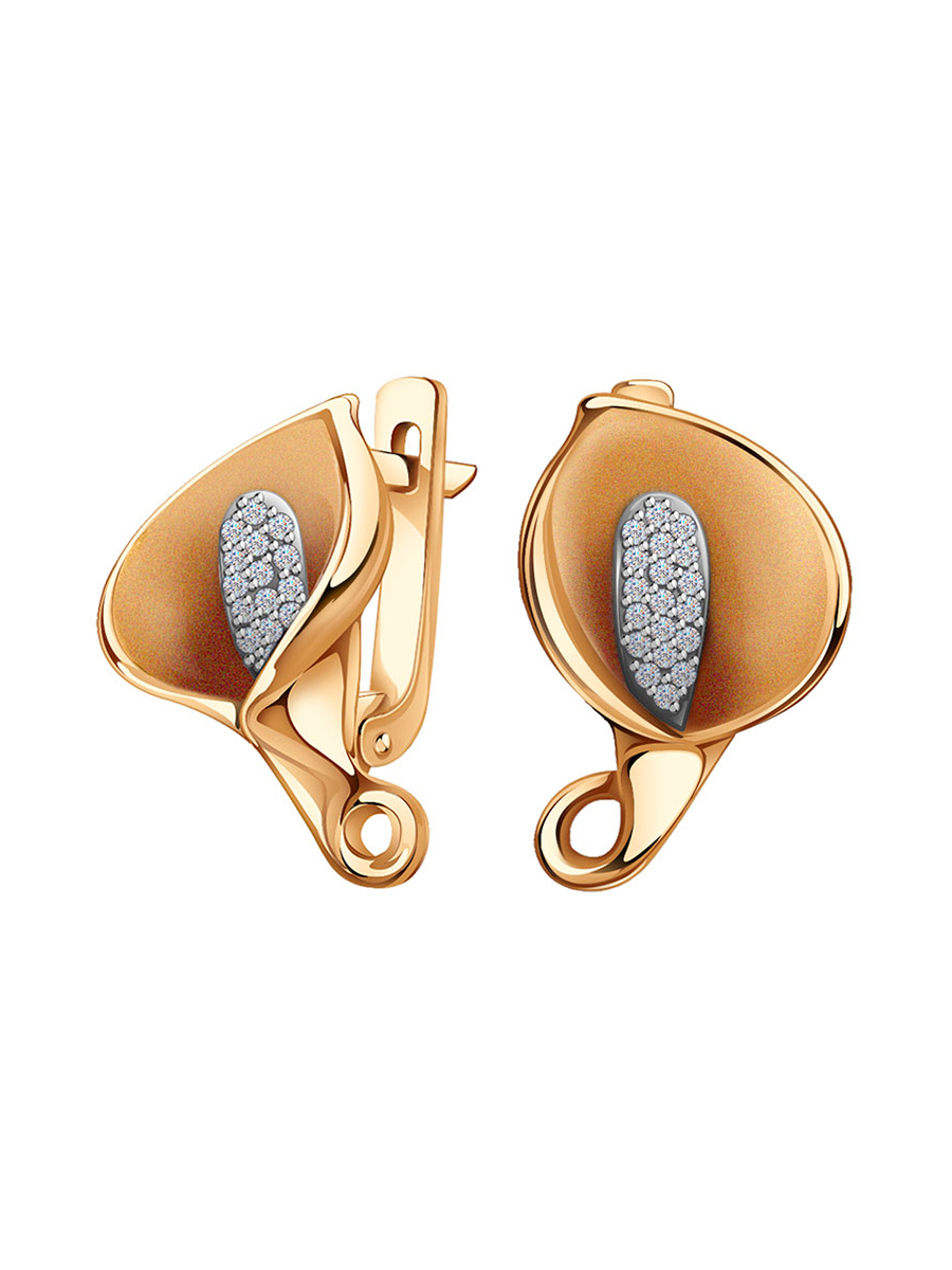 Серьги каллы золотые 585 с фианитами