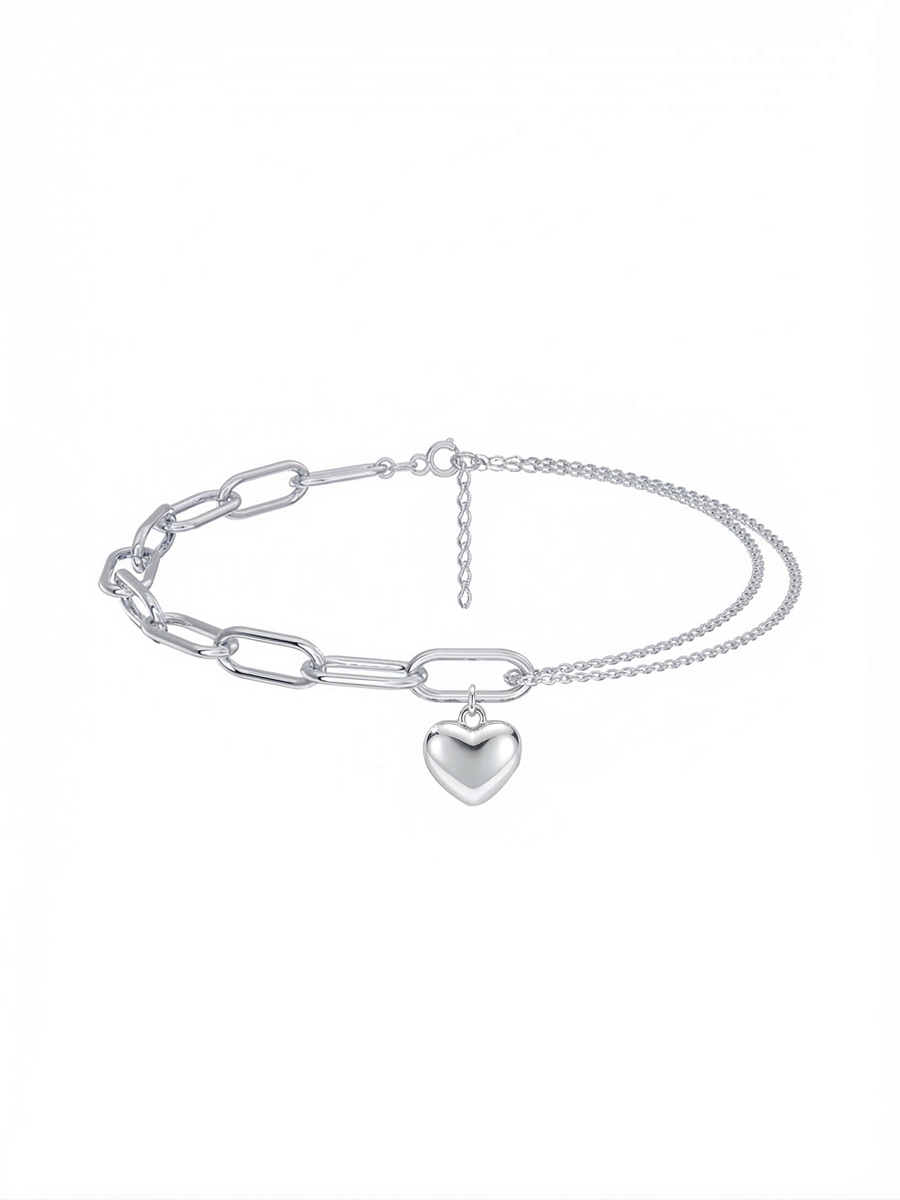 Браслет серебряный 925 с сердцем 