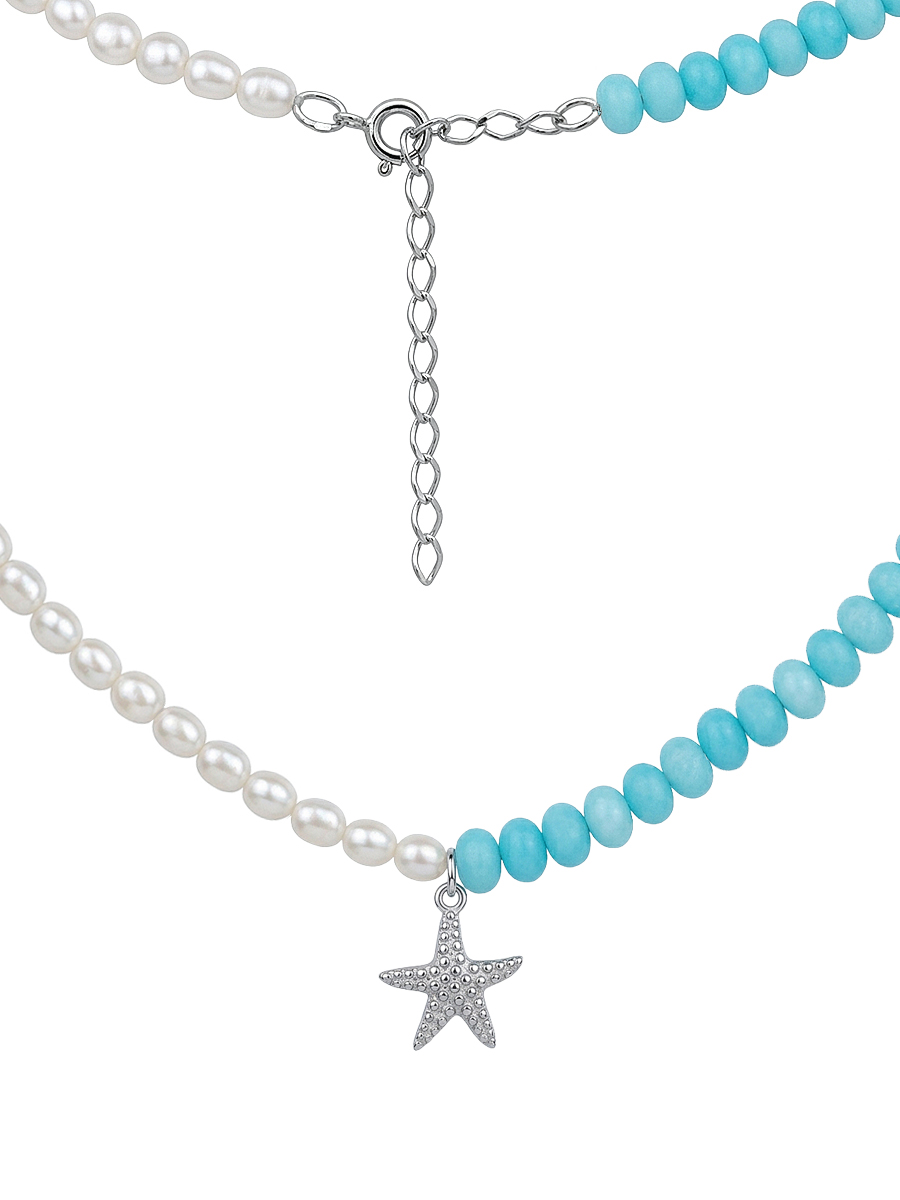 Колье серебряное 925 с жемчугом и перламутром