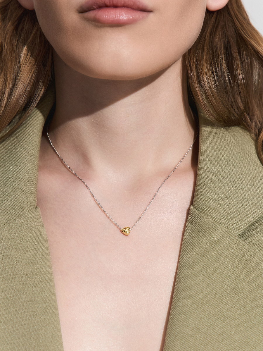 Колье серебряное 925 с сердцем без камней