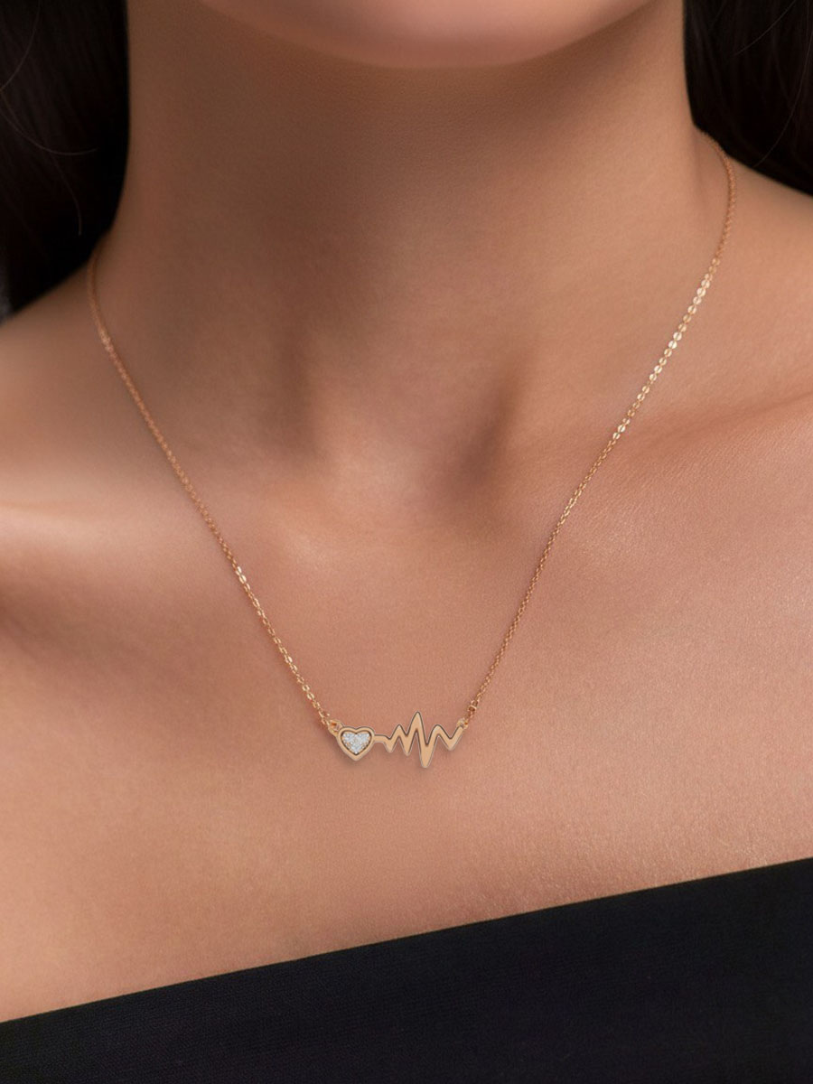 Колье золотое 585 пульс с камнями фианитами 