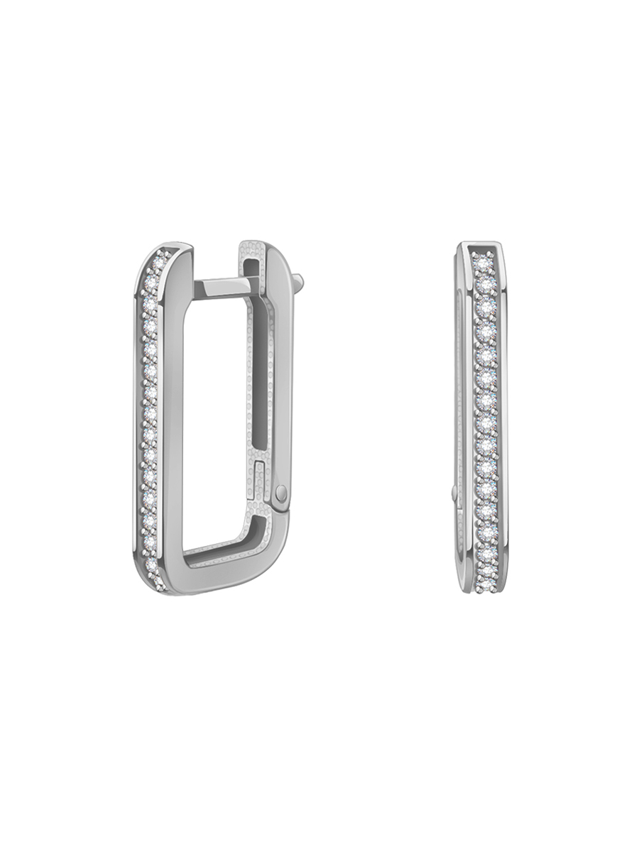 Серьги кольца серебряные 925 дорожки с фианитами 20 мм