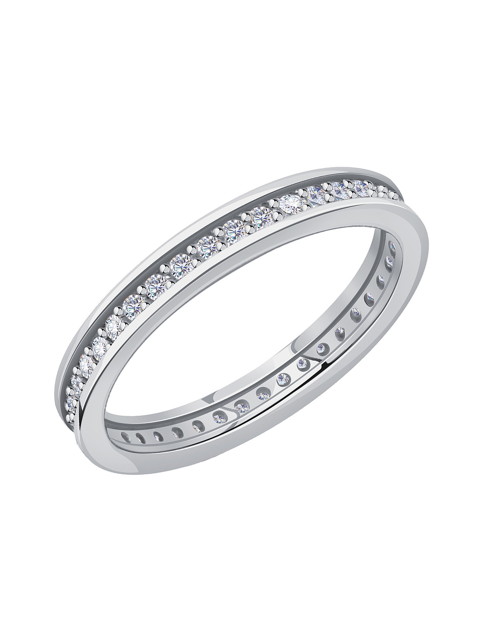 Кольцо дорожка из белого золота 585 с бриллиантами 