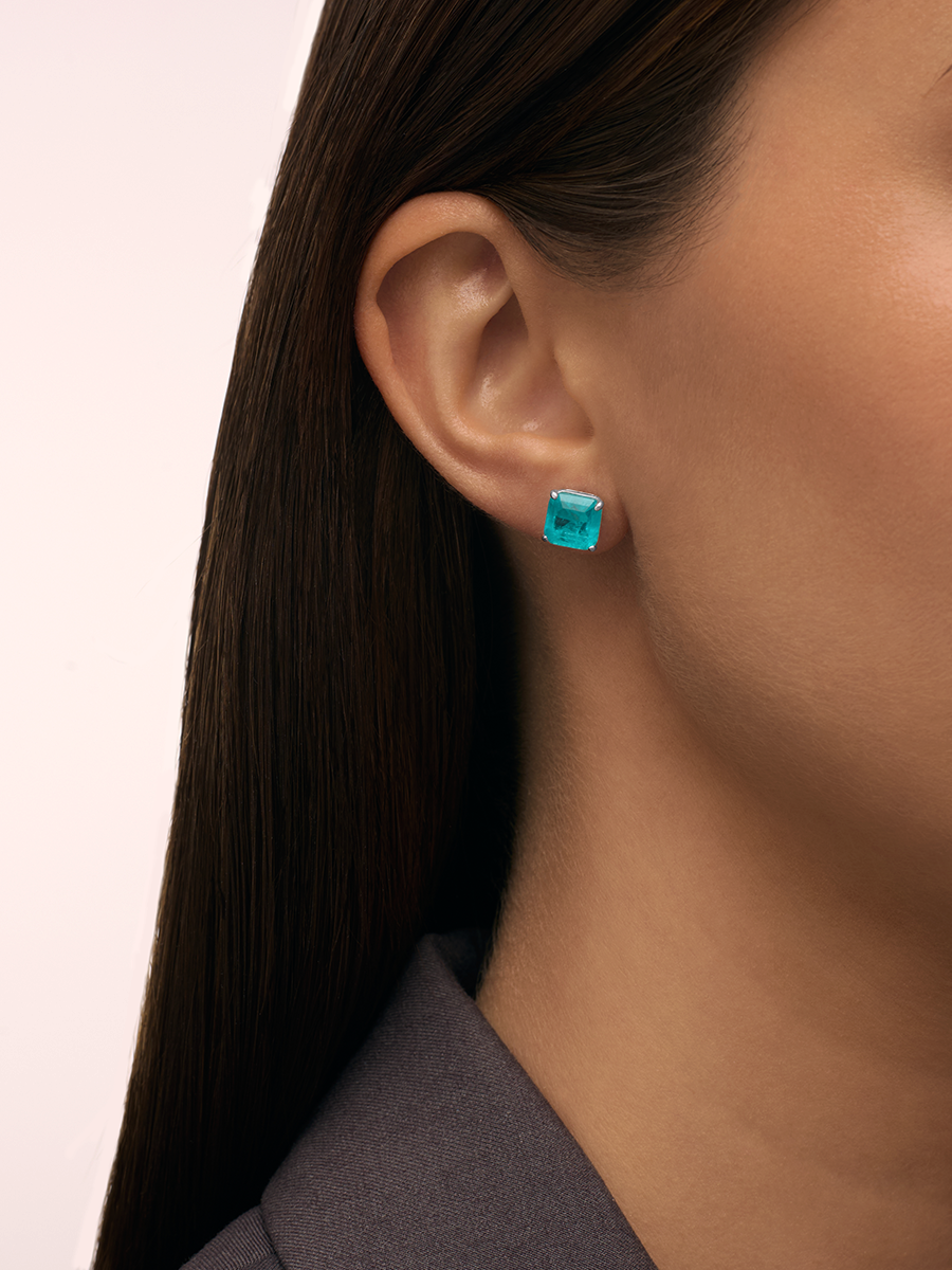 Серьги гвоздики из серебра 925 с горным хрусталем