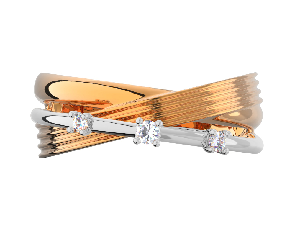 Золотое кольцо с бесцветными фианитами