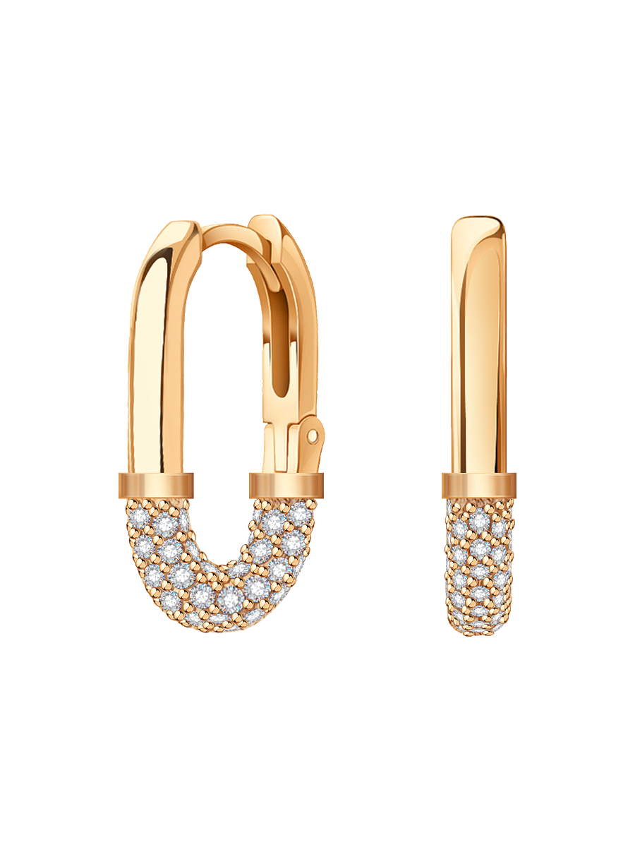 Серьги кольца золотые 585 с бриллиантами 