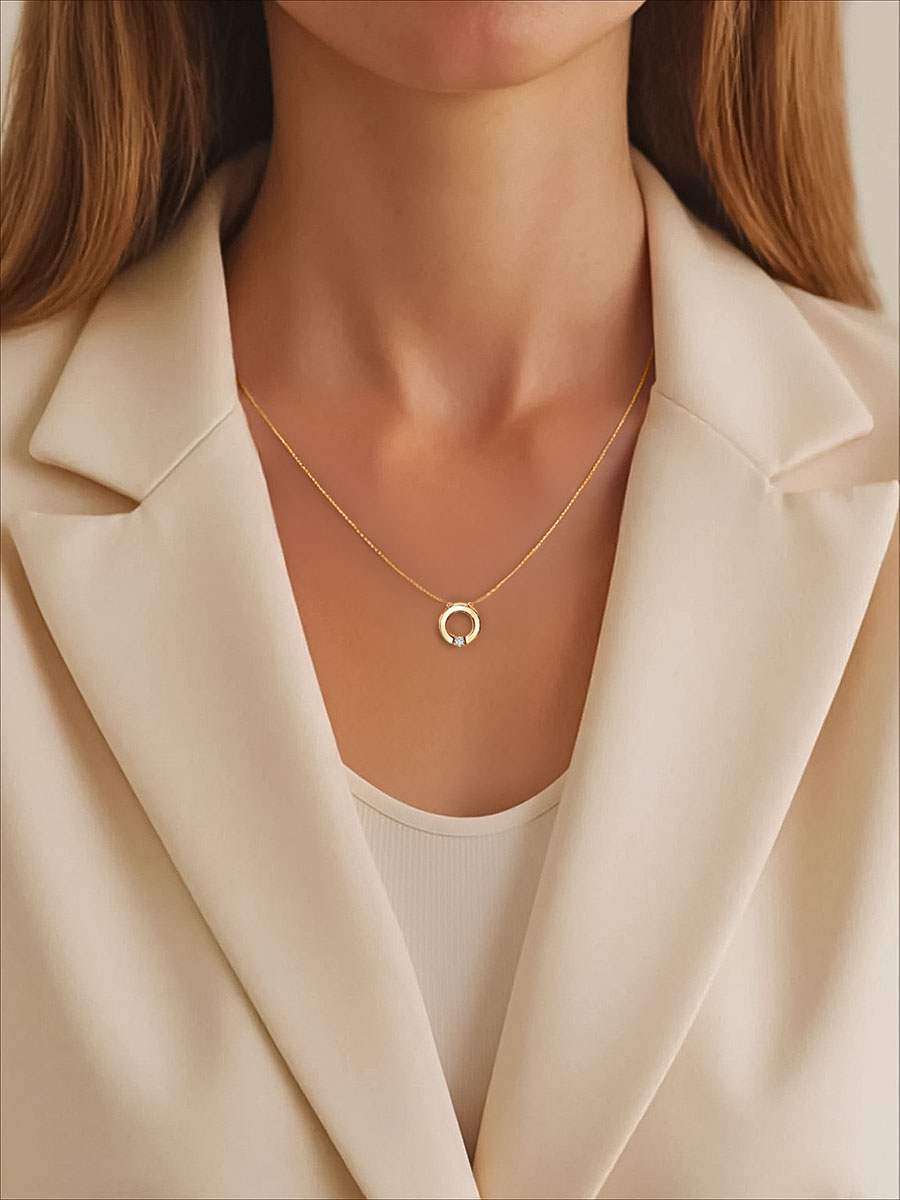 Колье золотое 585 с фианитом