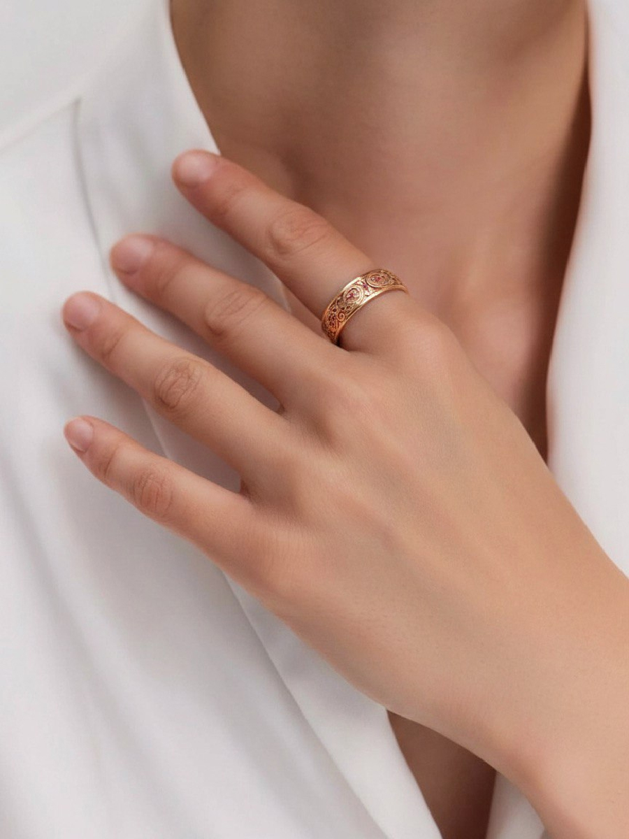 Кольцо золотое 750 с рубинами 