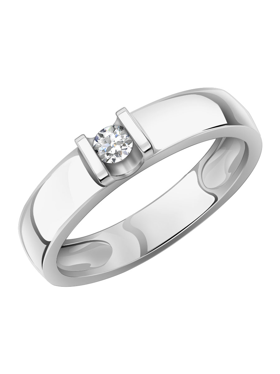 Кольцо из белого золота 585 с бриллиантом 3 мм 