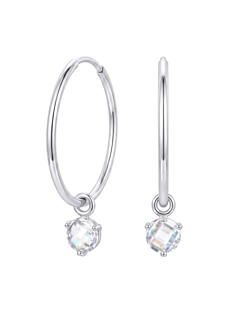 Серьги кольца серебряные 925 с фианитами