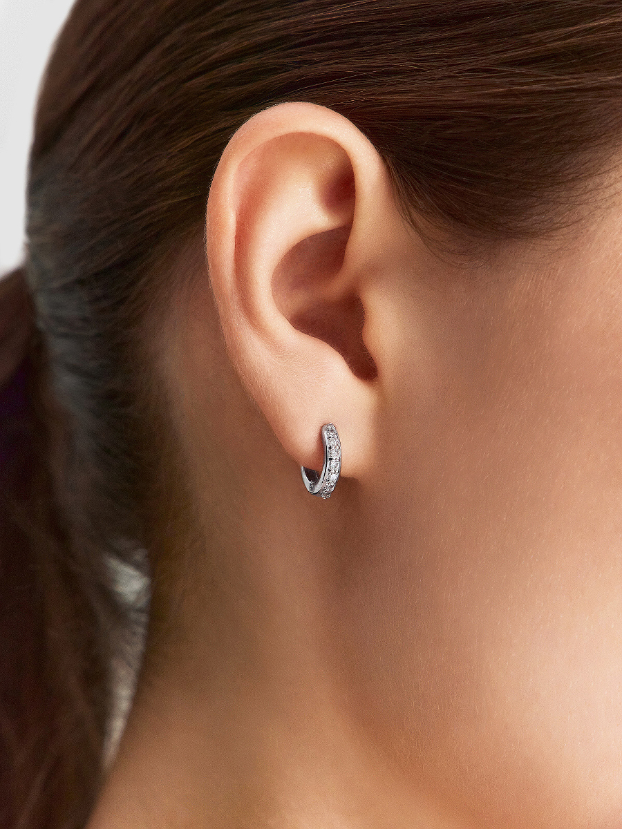 Серьги кольца серебряные 925 с фианитами