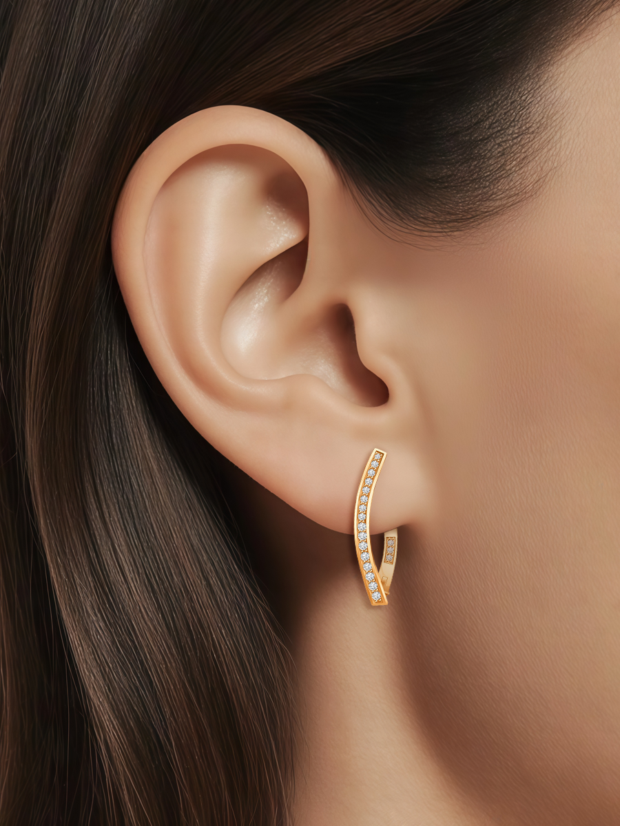 Серьги золотые 585 с камнями фианитами 