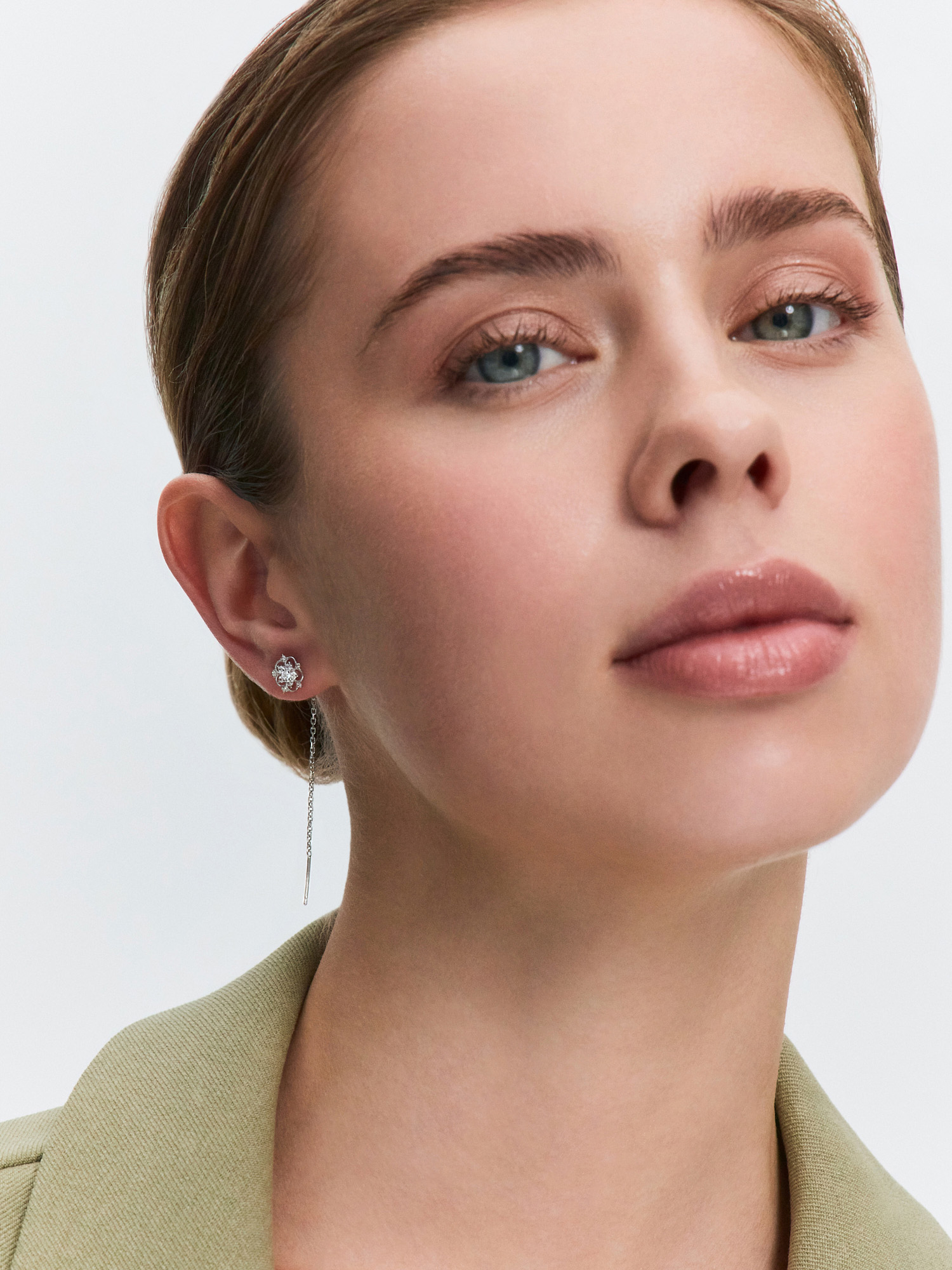 Серьги протяжки из серебра 925 с фианитами