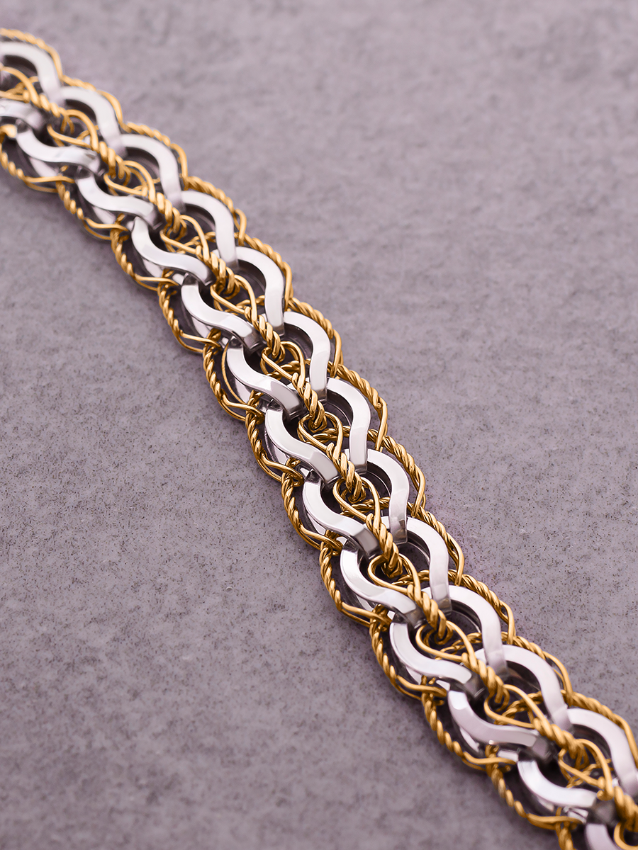 Браслет золотой 585 эксклюзивное плетение Фараон 6 мм