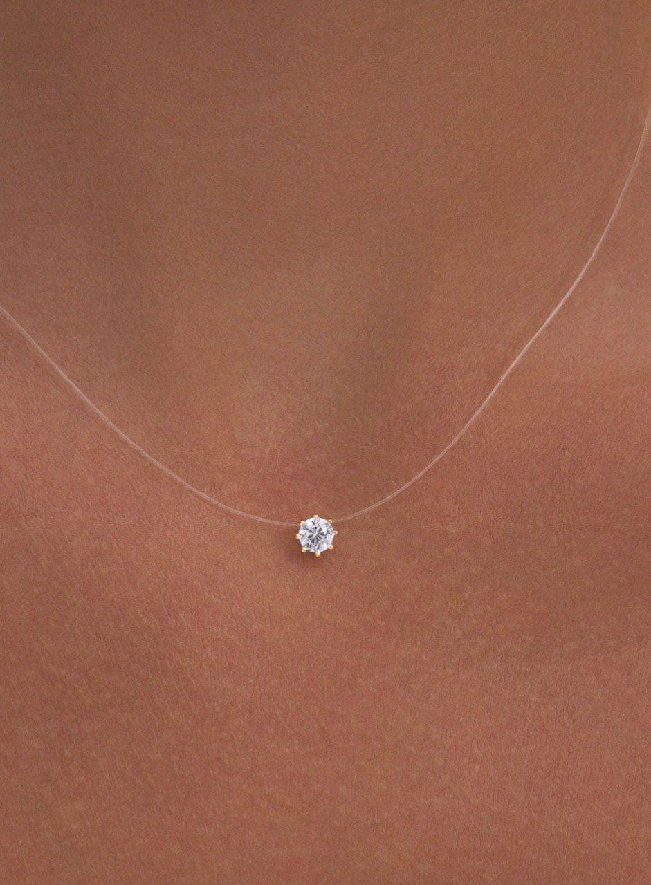 Колье на леске золотое 585 чокер с фианитом 