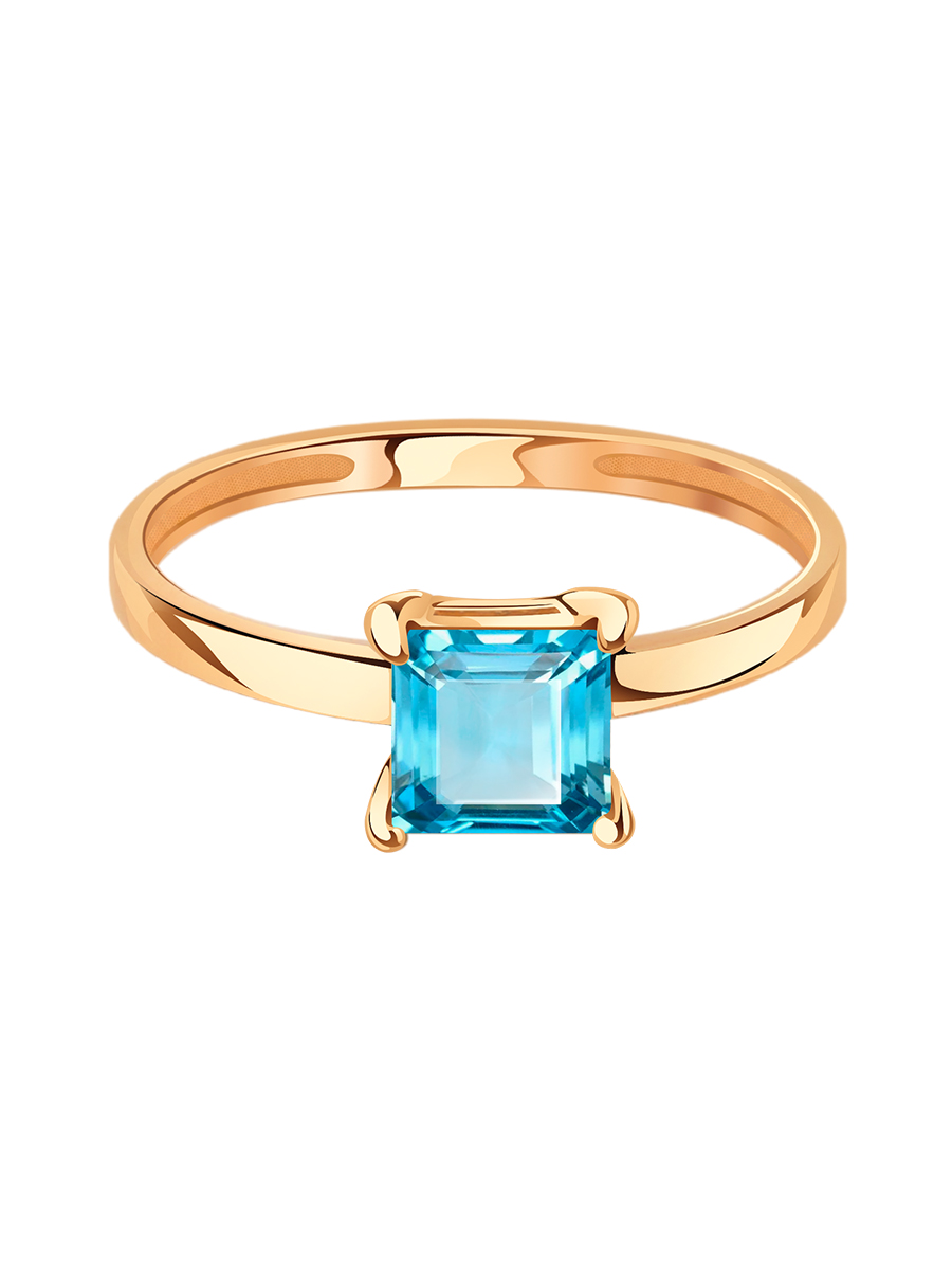 Кольцо золотое 585 с лондон‑блю топазом
