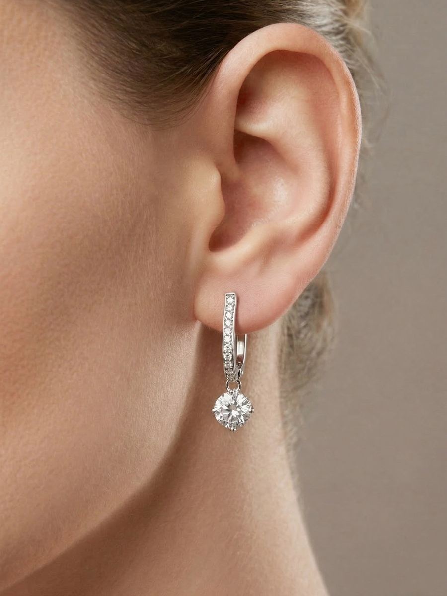 Серьги из белого золота 585 с муассанитами