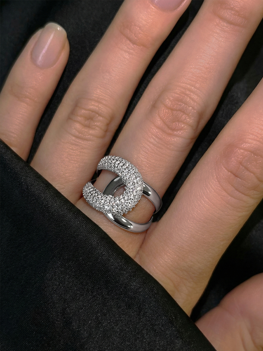 Кольцо серебряное 925 с фианитами 