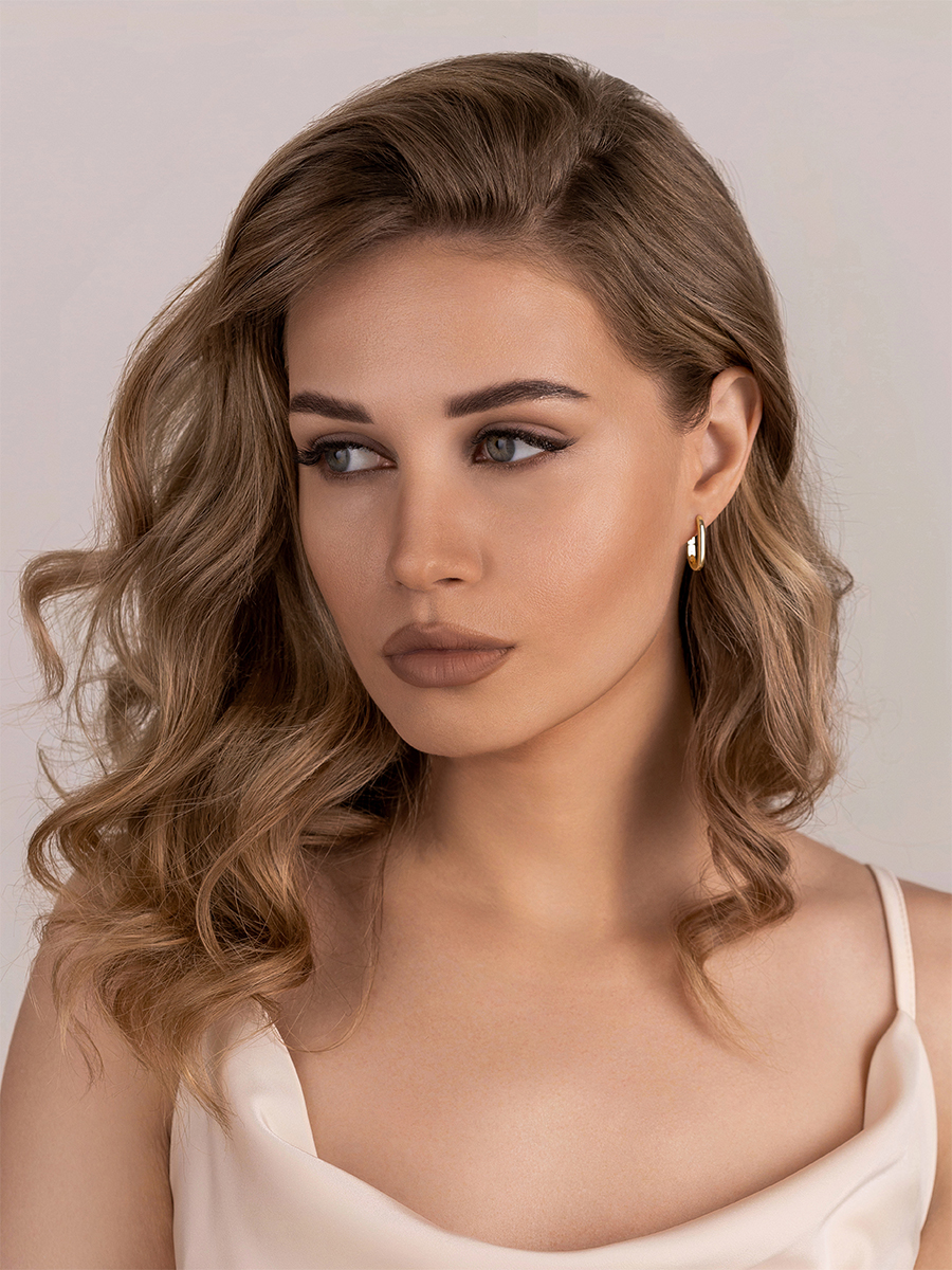 Серьги кольца золотые 585 без камней 19 мм