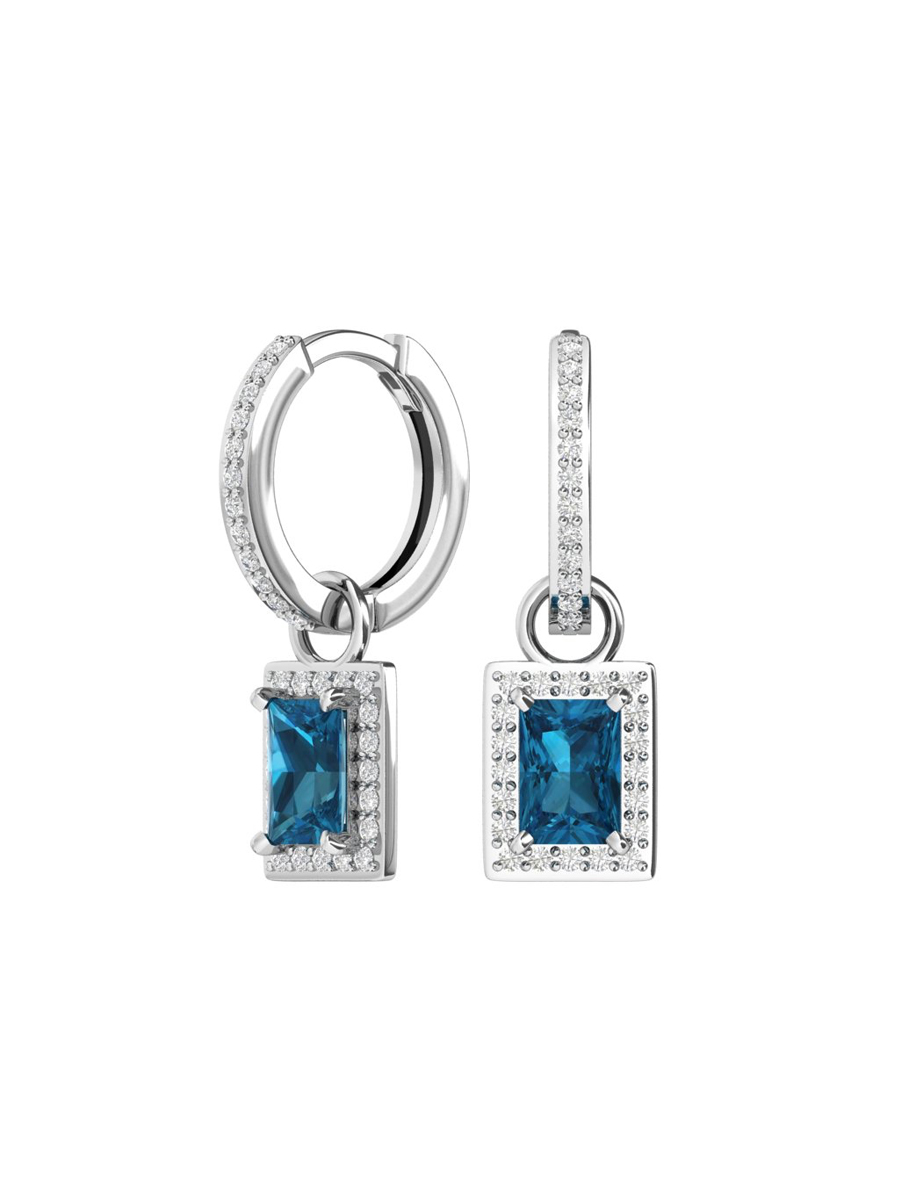 Серьги подвески серебряные 925 с кварцем и фианитами 