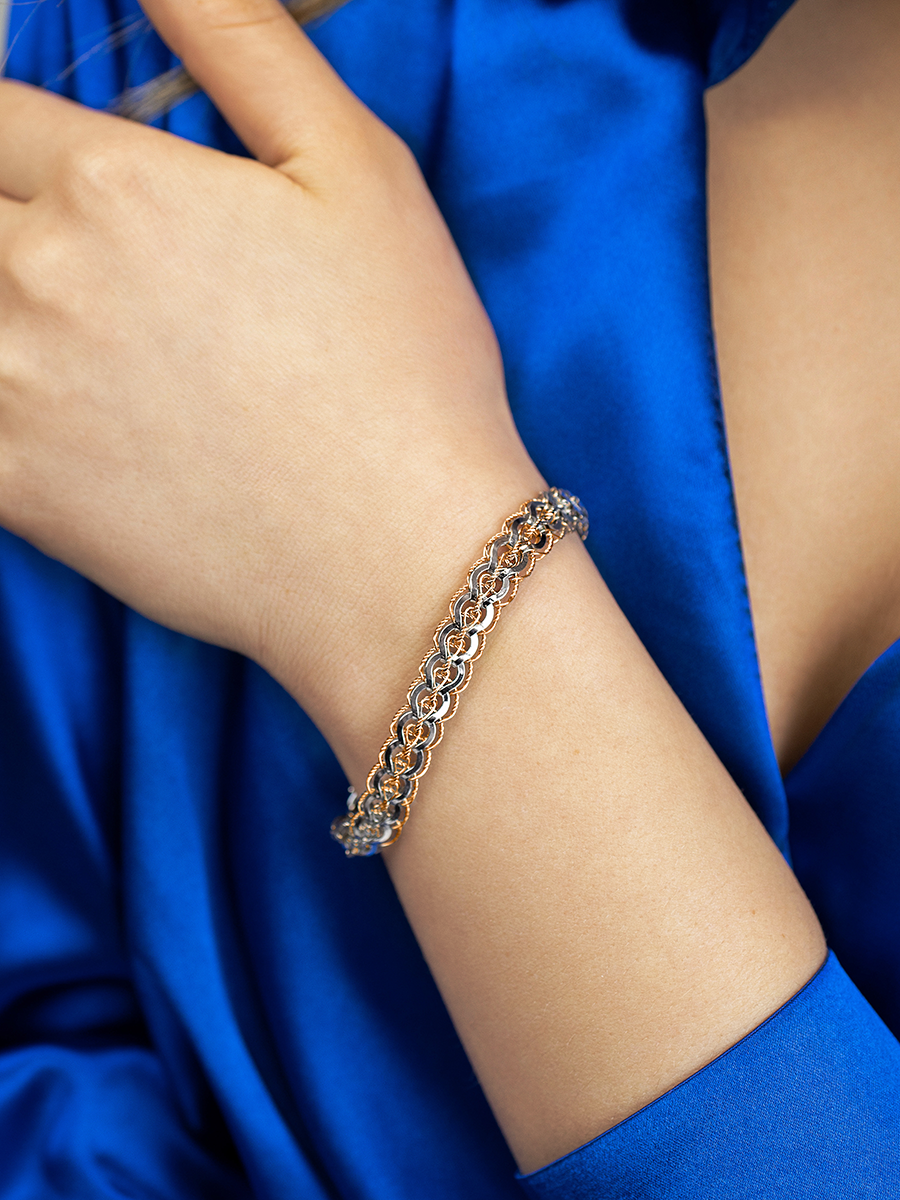 Браслет золотой 585 эксклюзивное плетение Фараон 6 мм