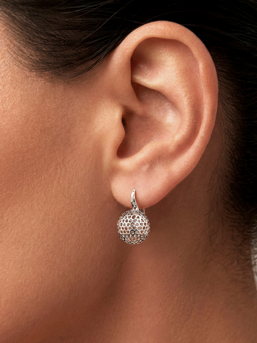 Серьги сферы серебряные 925 