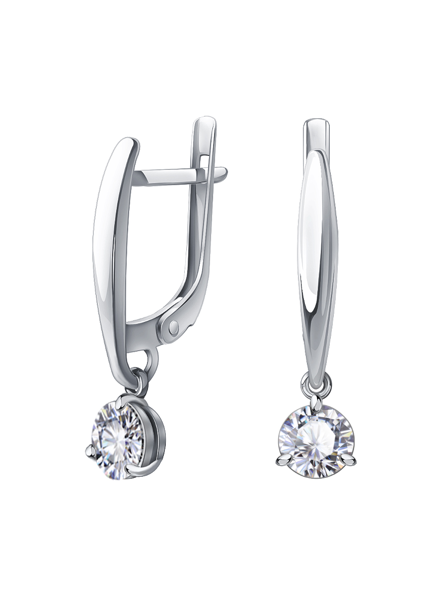 Серьги подвески серебряные 925 с фианитами 