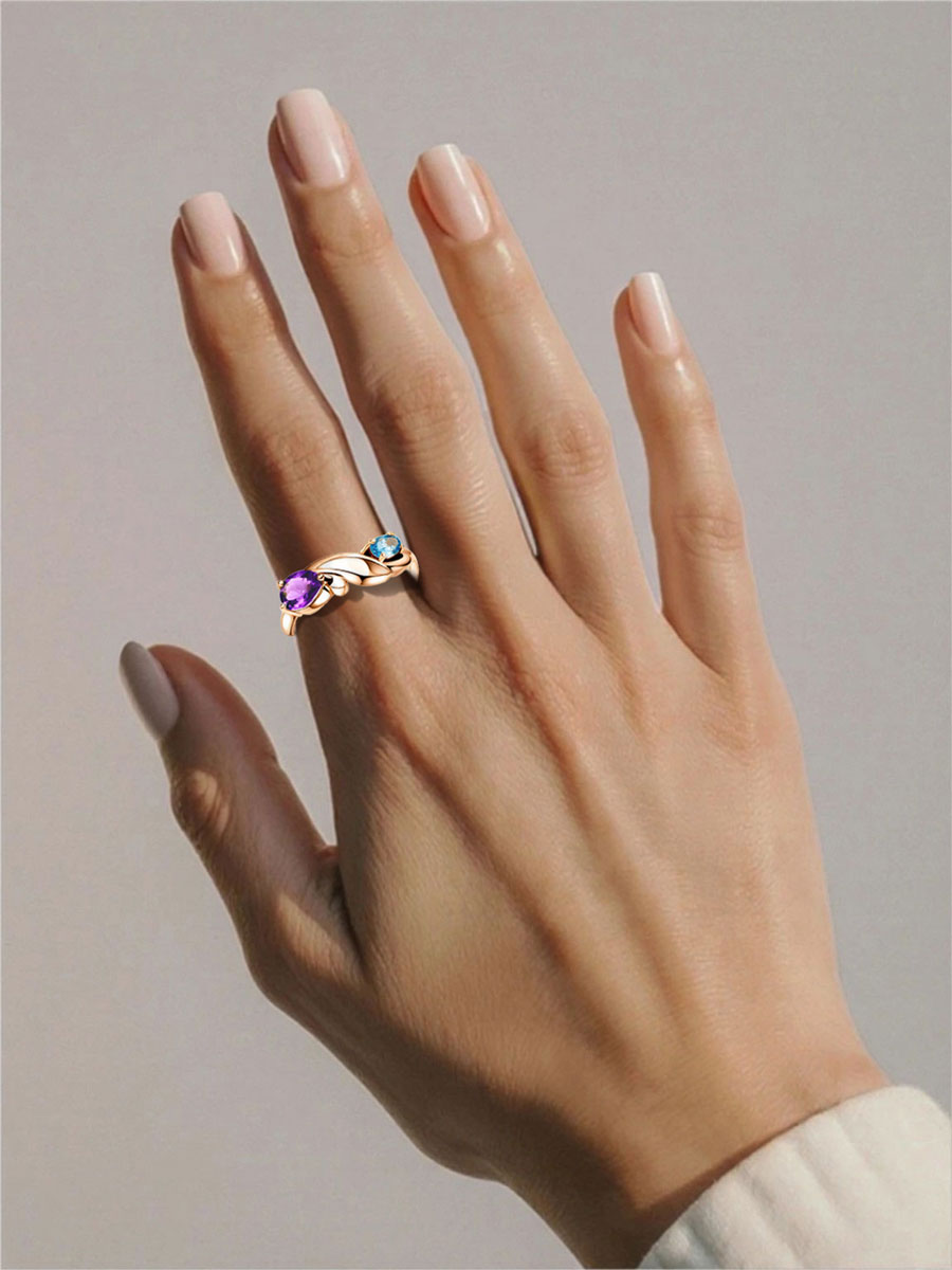 Кольцо золотое 585 с аметистом и топазом 