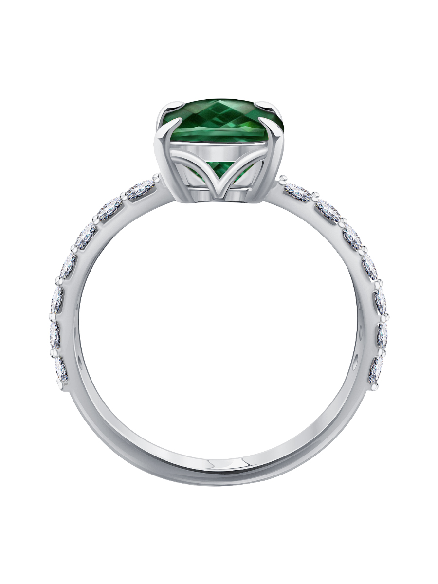 Кольцо из белого золота 585 с турмалином и бриллиантами 