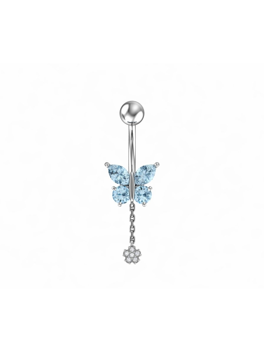 Пирсинг бабочка из серебра 925 с фианитами