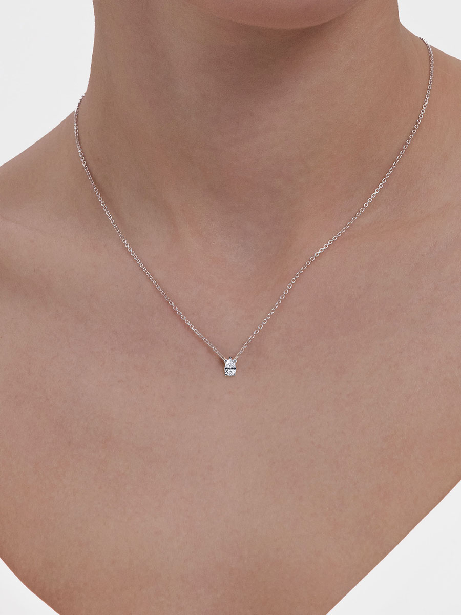 Колье капля из серебра 925 с фианитом