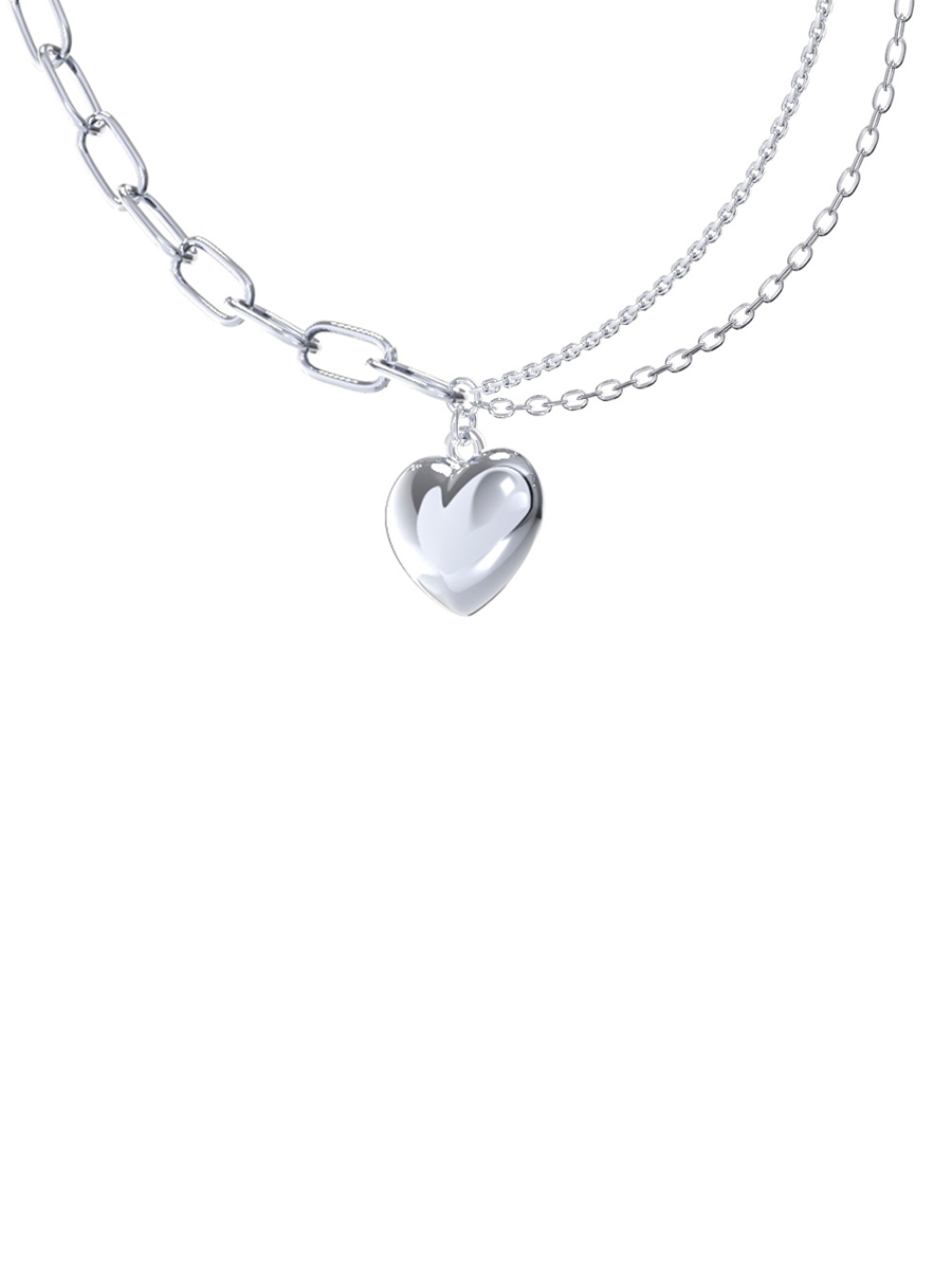 Колье сердце серебряное 925