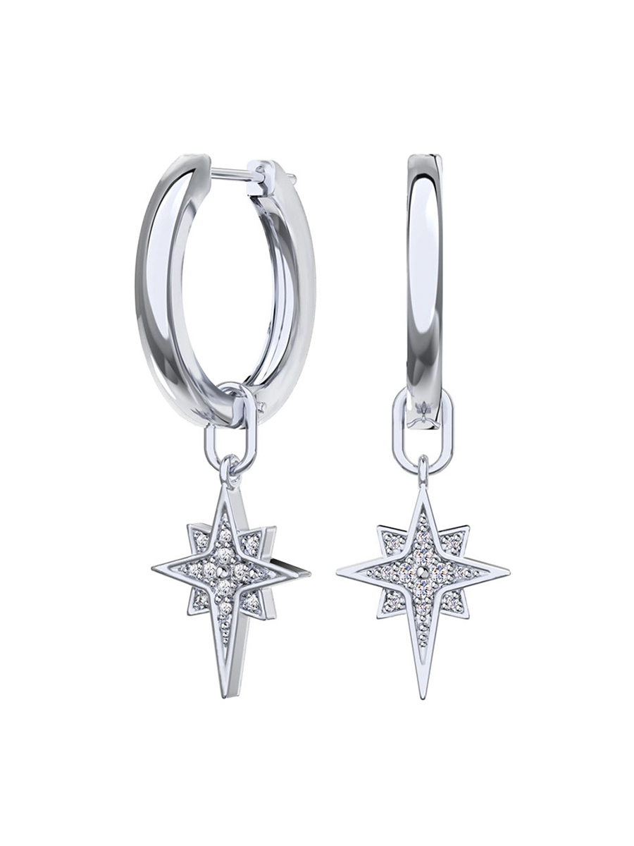 Серьги кольца серебряные 925 с фианитами