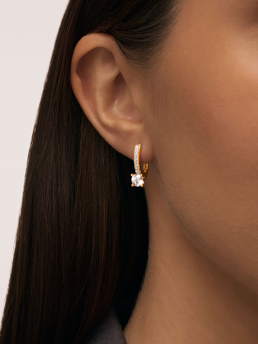 Серьги золотые 585 с камнями фианитами 