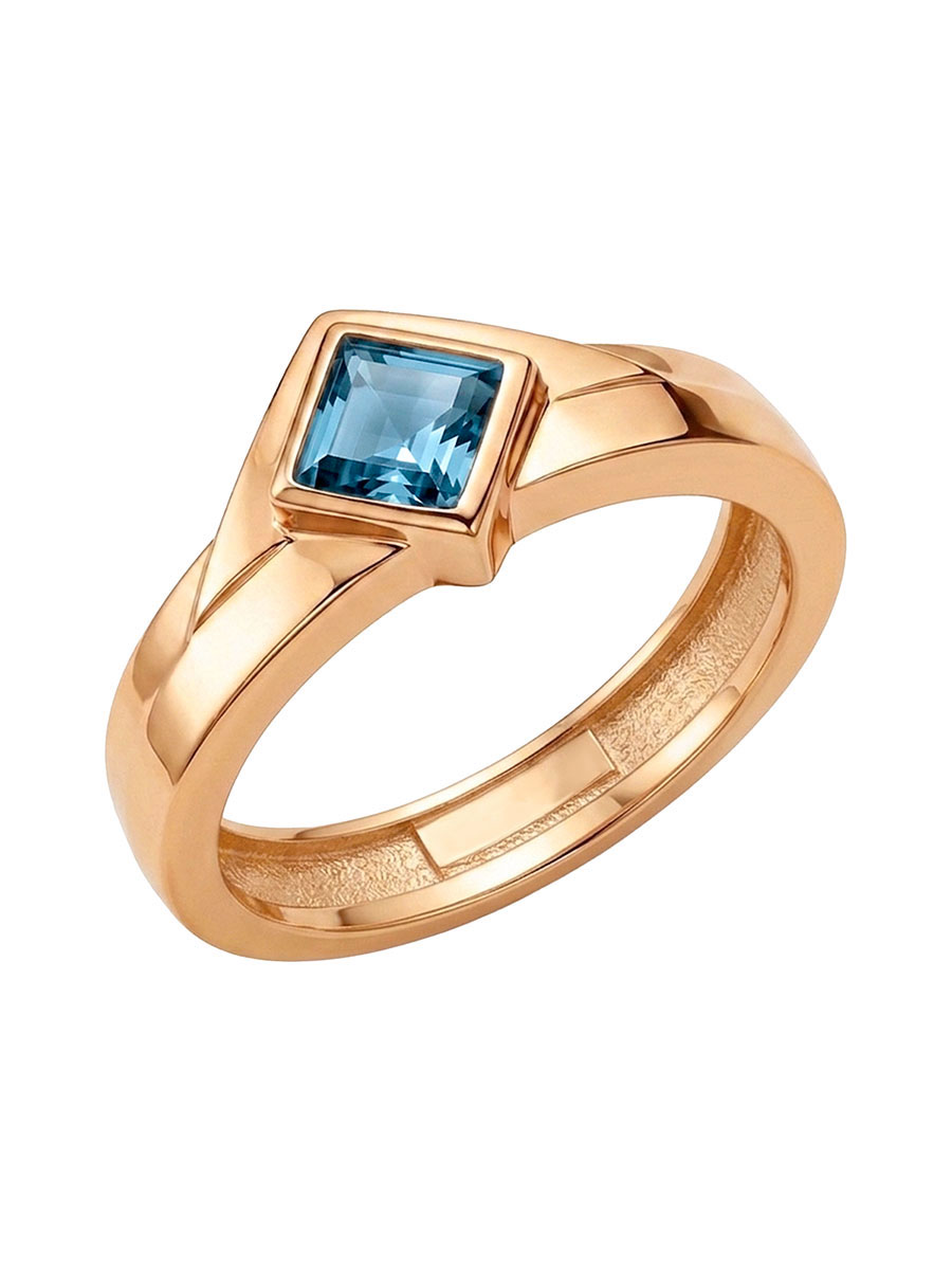 Кольцо золотое 585 с лондон-блю топазом | 1101827М00710