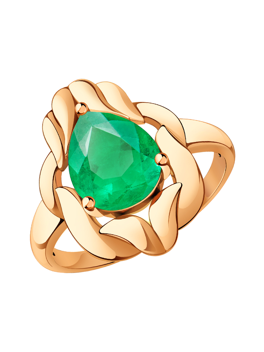 Кольцо золотое 585 с изумрудом  | 1101402-02390