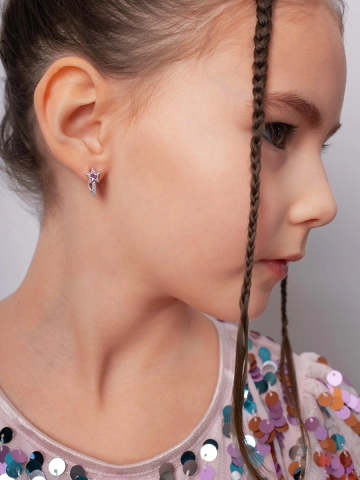 Серьги детские серебряные 925 звезды