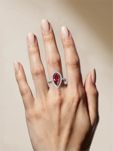 Кольцо из белого золота 585 с турмалином и бриллиантами 