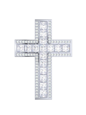 Подвеска крестик серебряный 925 с фианитами 