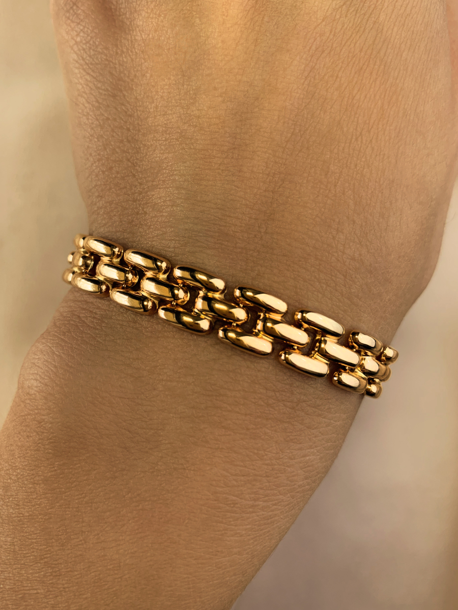 Браслет золотой 585 широкий 6 мм | 2520019-00240