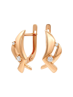 Серьги золотые 585 с топазом и бриллиантом 