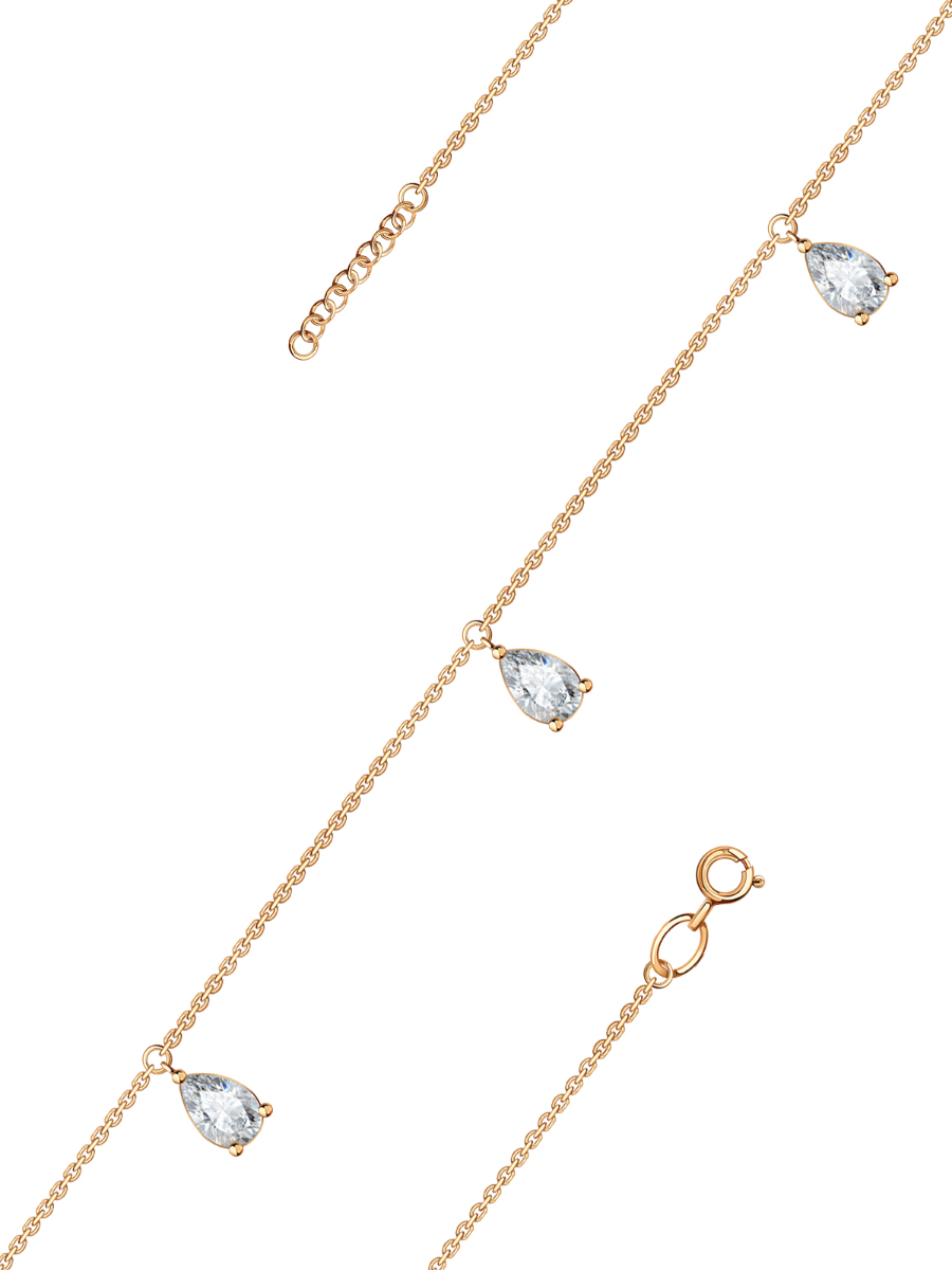 Браслет золотой 585 цепочка с фианитами | 0720426-00770