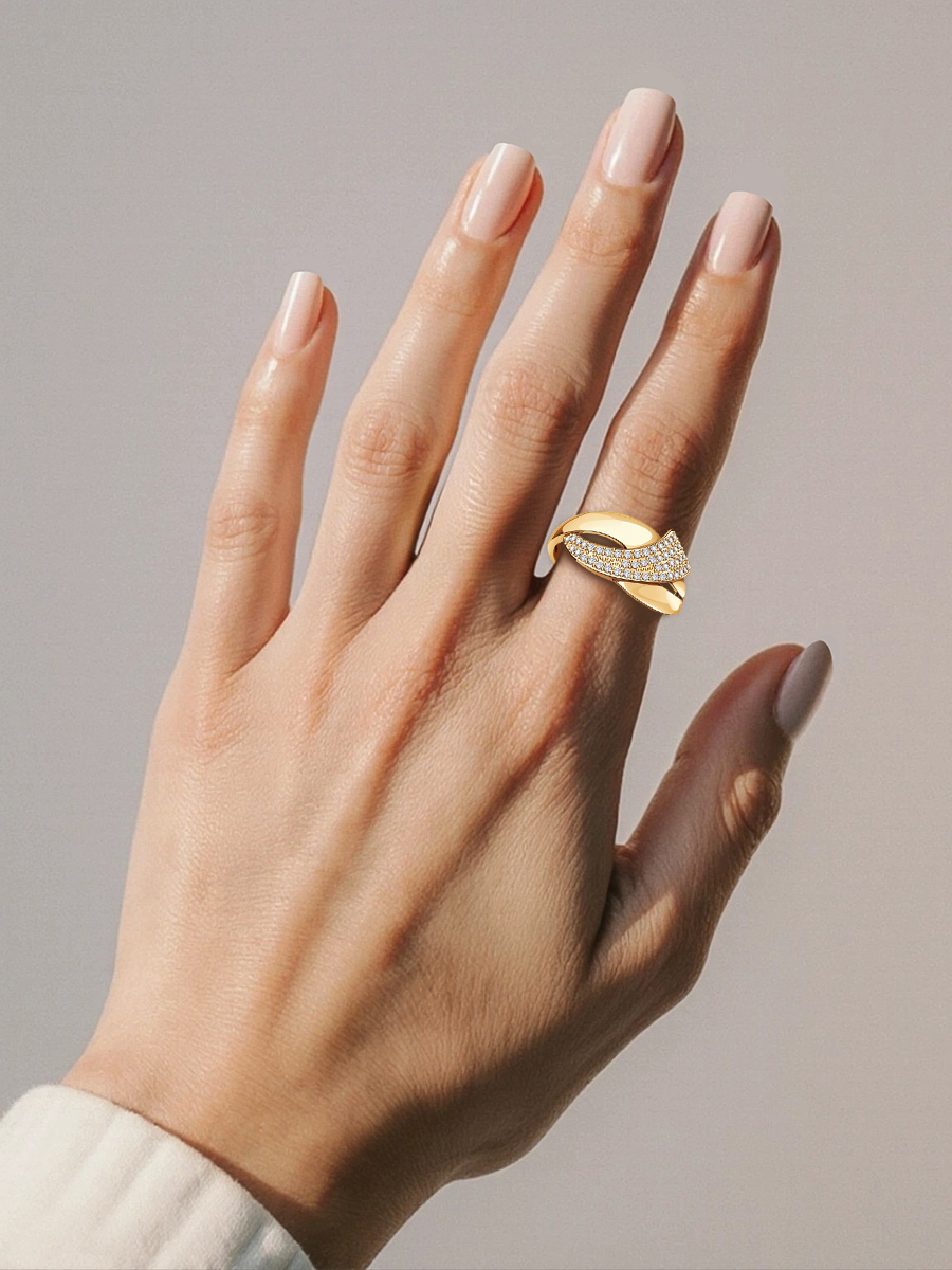 Кольцо золотое 585 с фианитами | 1100934-00770