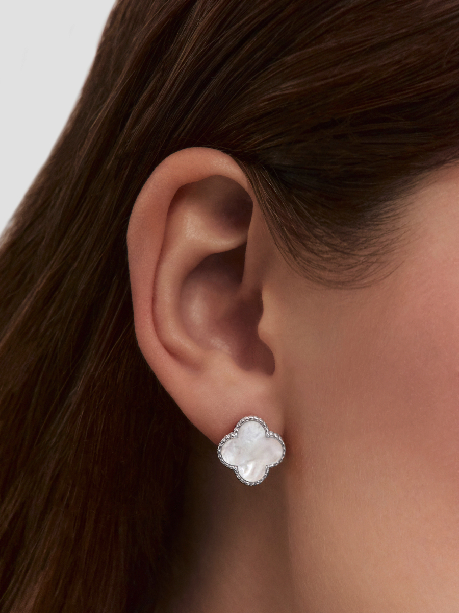 Серьги серебряные 925 клевер с перламутром | 0201785-00605