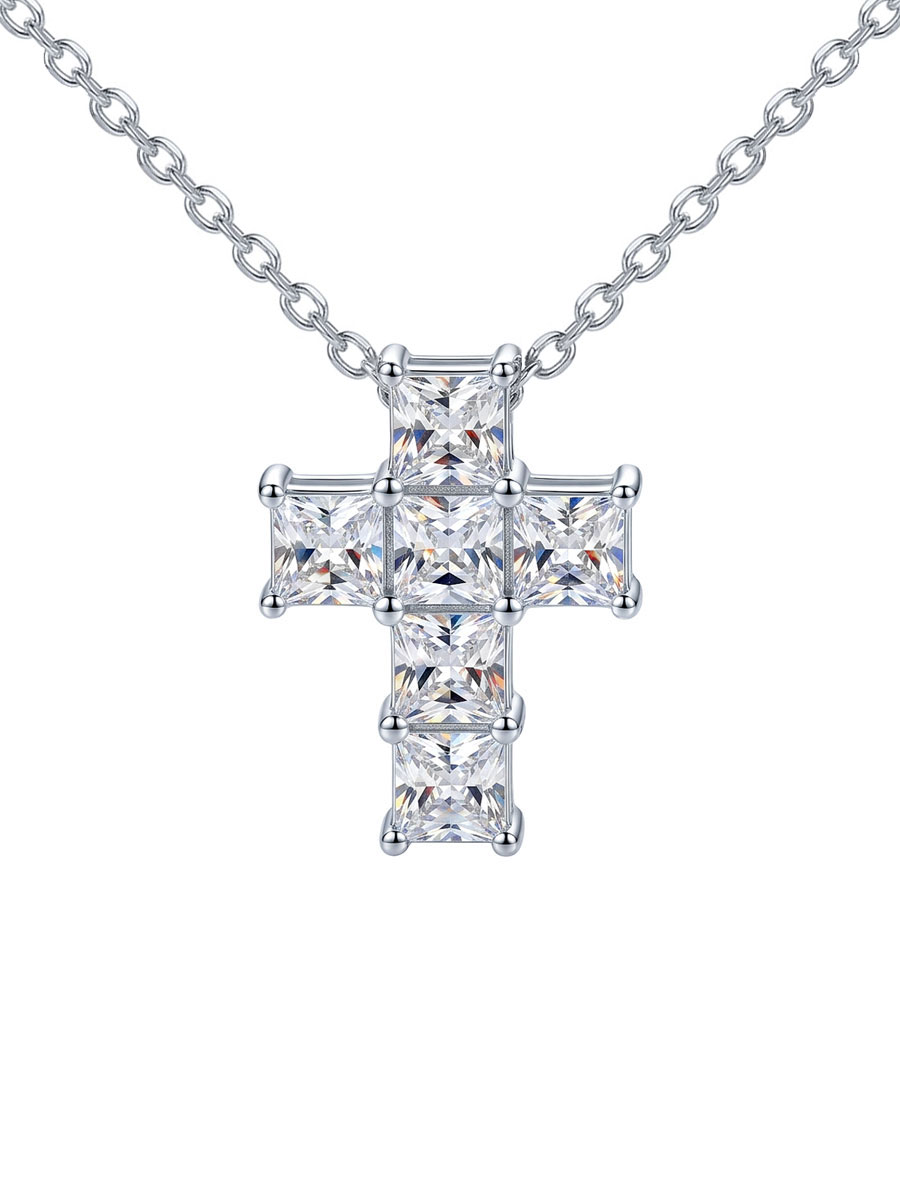 Колье крестик из серебра 925 с фианитами | 0320640-00775