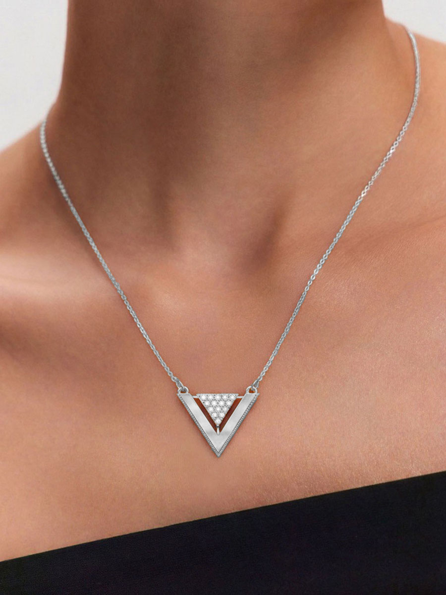 Колье из белого золота 585 подвеска треугольник с бриллиантами  | 3121706-00002