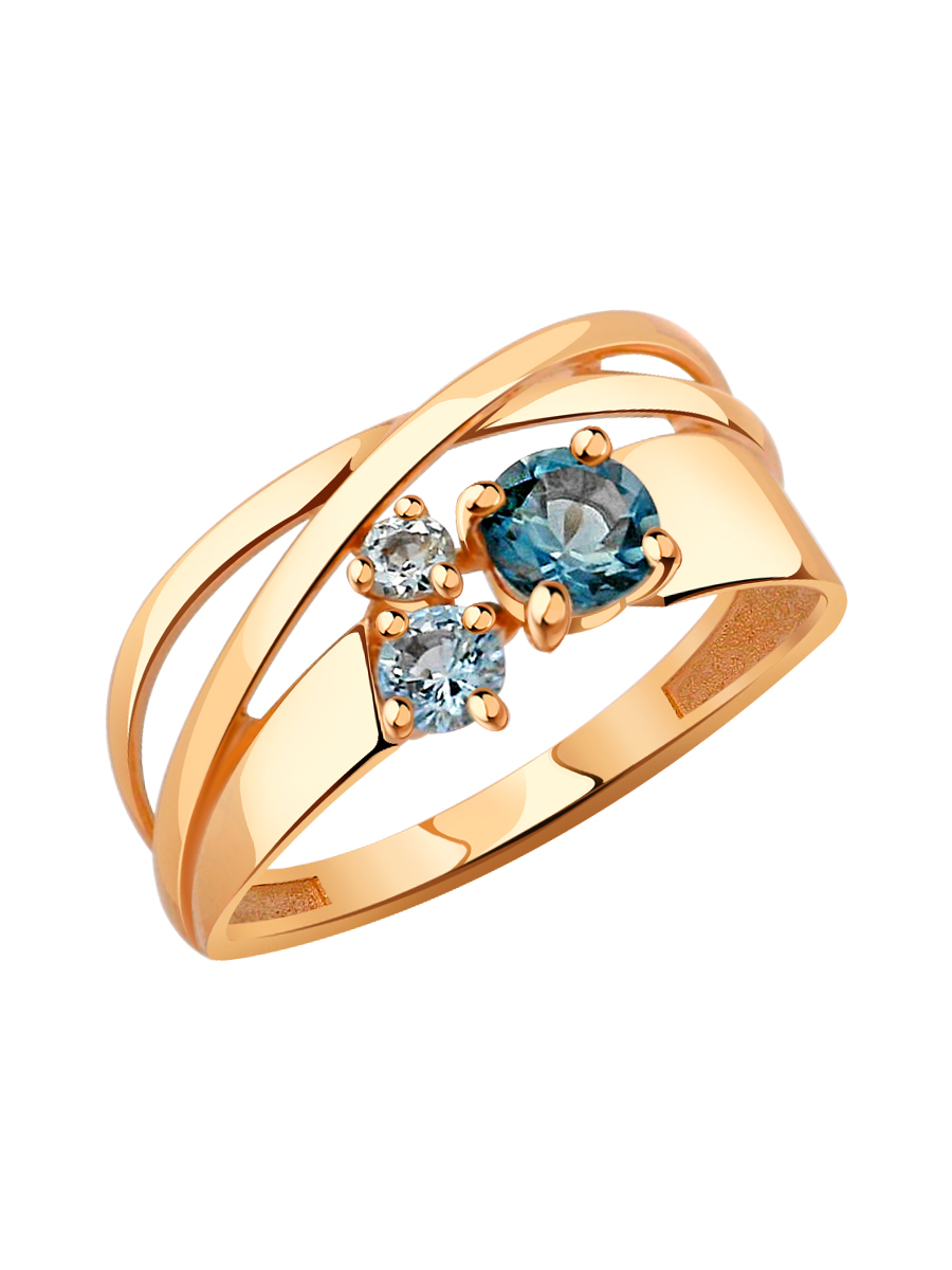 Кольцо золотое 585 с синим топазом  | 9101471-05340