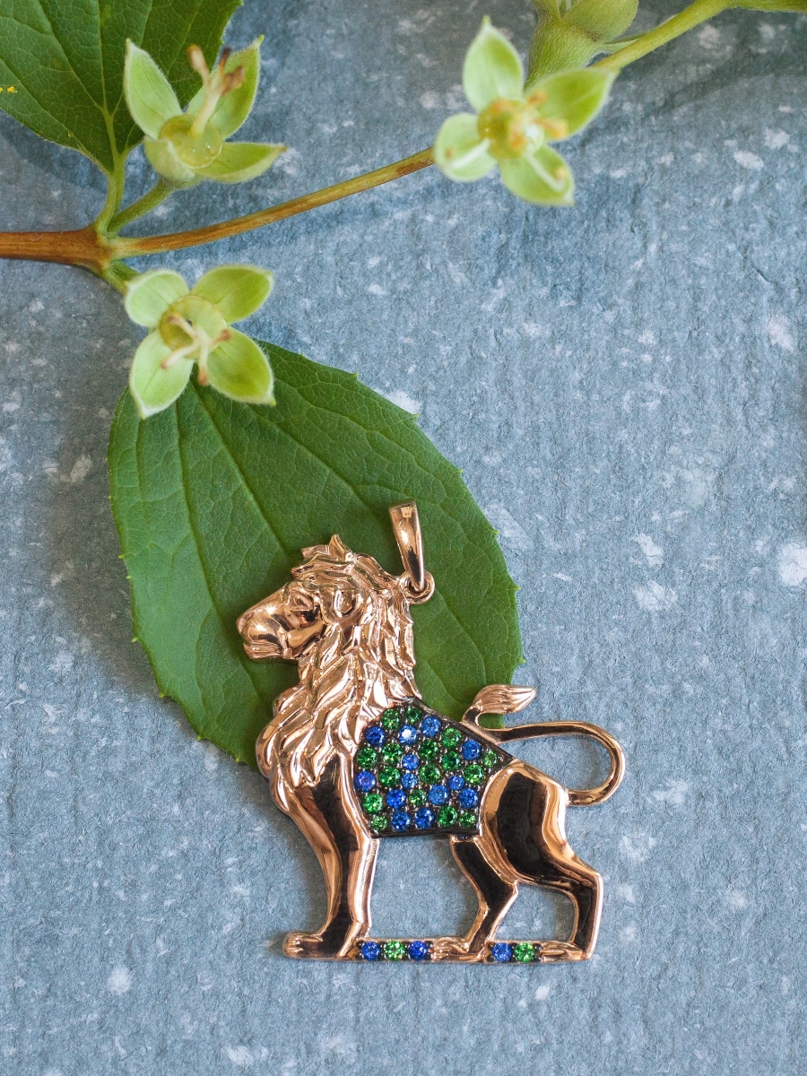 Подвеска золотая 585 лев с фианитами  | 0900669-00350